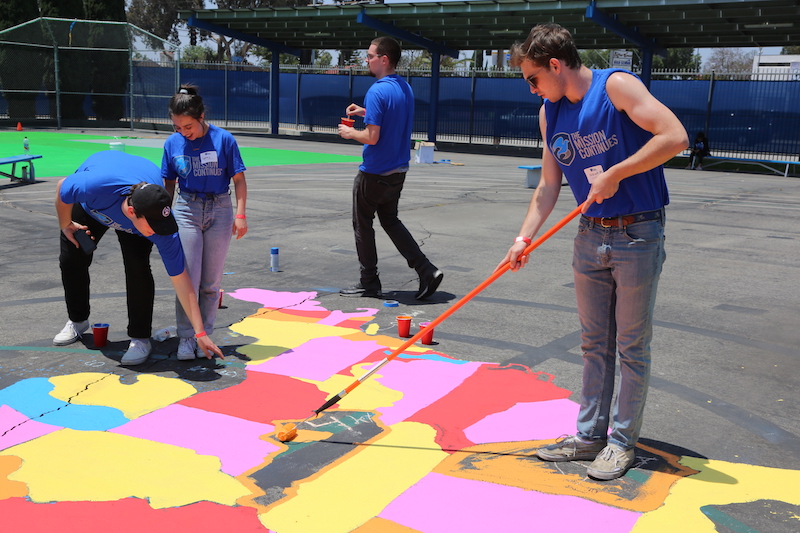 Revitalized - Created a blacktop soccer field with mobile goals, added new blacktop games, and painted vibrant murals throughout the schoolyard.