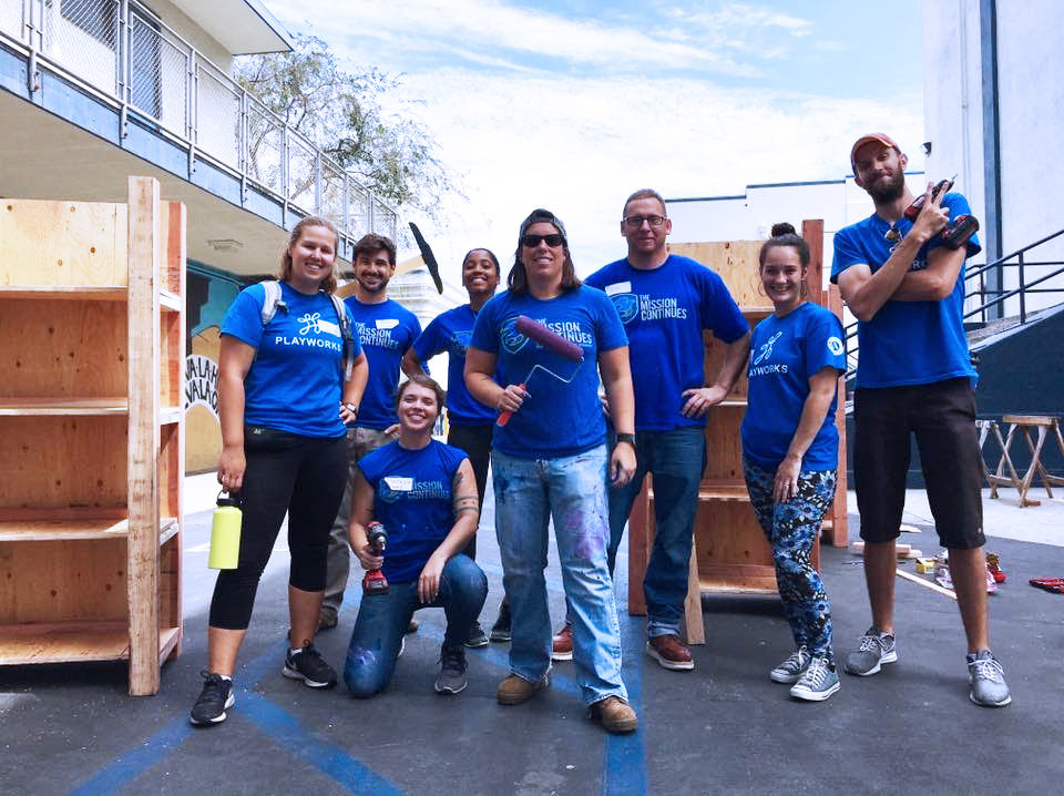 The Mission Continues veteran volunteers in Watts. The Mission Continues veteran volunteers