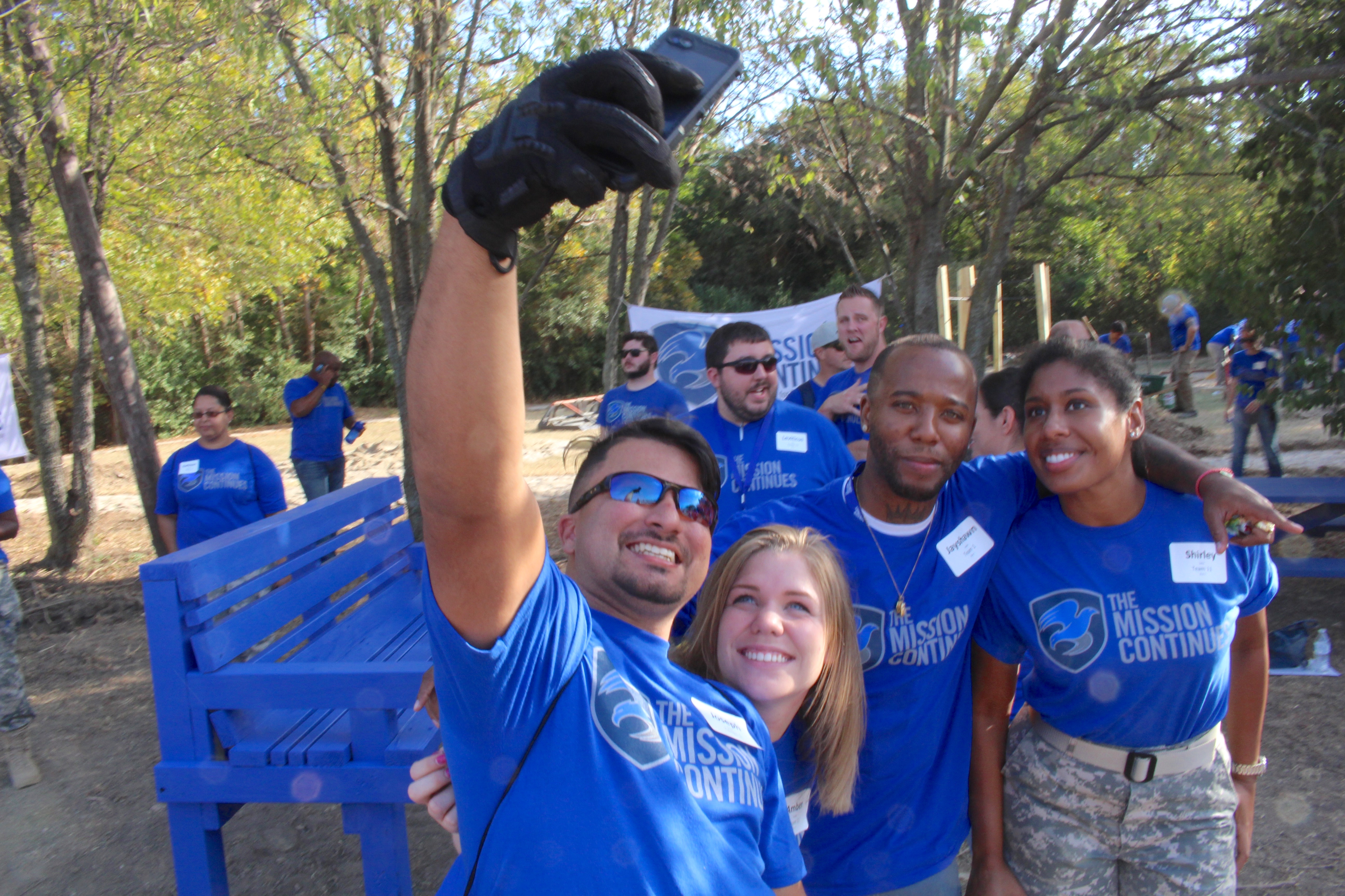New Fellows and platoon leaders pose after a long day's work.